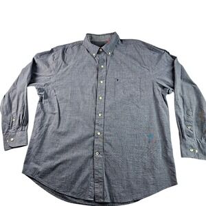 IZOD Chambray Button Down Shirt Mens XL Blue Long Sleeve Classic Fit Casual